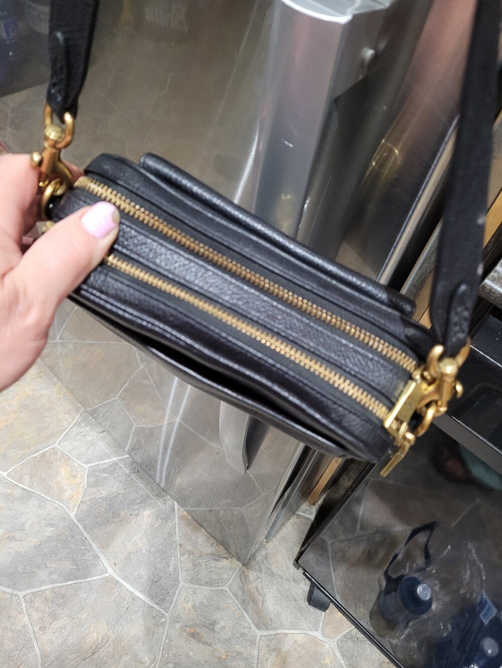 Coach Black Leather Willow Camera  Bag with Brass Hardware - Picture 7 of 8